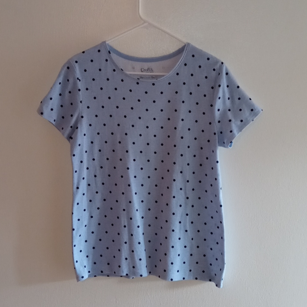 Lady's Blue Polka Dot Knit Shirt